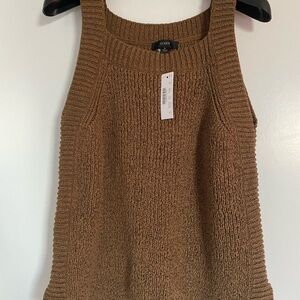J Crew knit sweater tank top. Brown, never worn, new